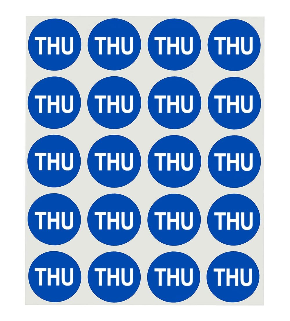 1543 1 Inch Round Label Removable Day Labels, 420 Stickers per Pack, Dark